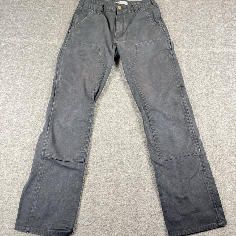 Carhartt Pants Mens 31x32 Black Double Front Duck Utility Work Carpenter Flex